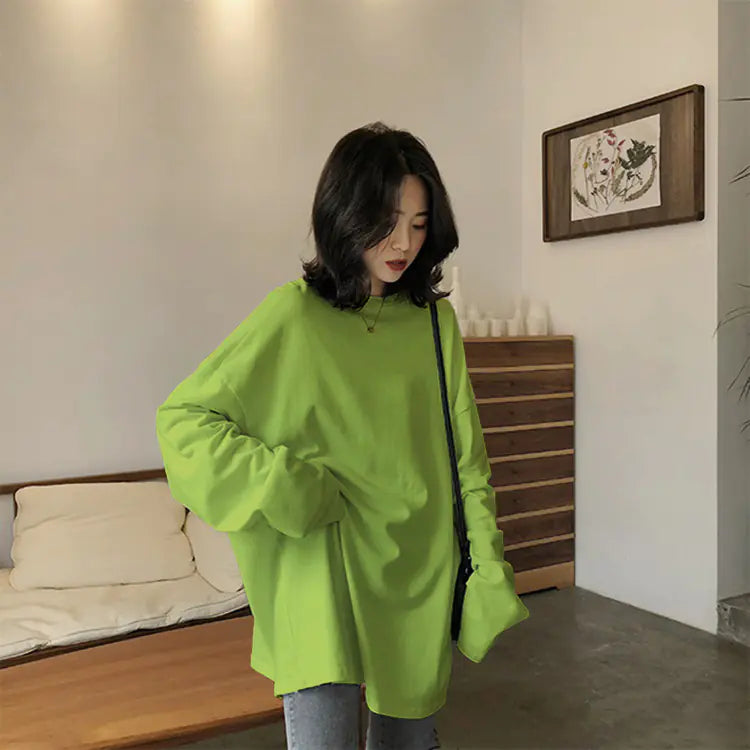Chic Long Sleeve T-Shirt for Women - Loose Fit Style