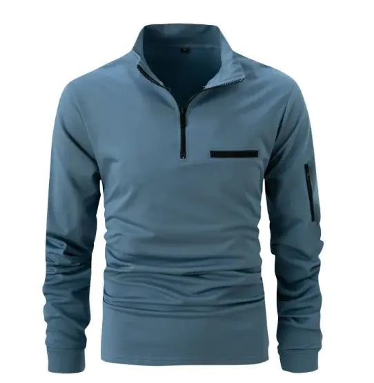 Men’s Casual Cotton Long Sleeve Polo Shirt
