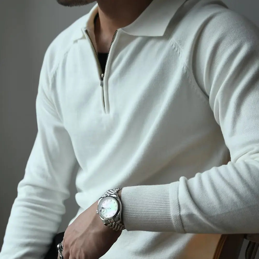 Men's Half Zipper Knitted Polo Shirt