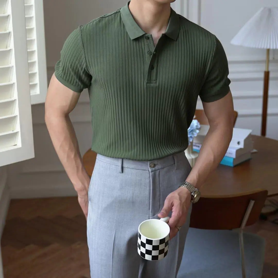 2023 Men's Slim Fit Short Sleeve Polo Shirt - White