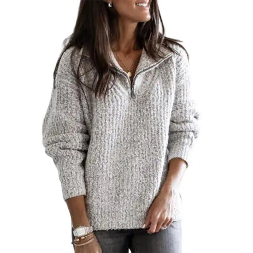 Women’s Plus Size Black Half-Zip Long Sleeve Sweater