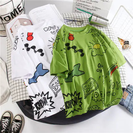 Couple T-Shirts, Women's Short Sleeve Tops for Students