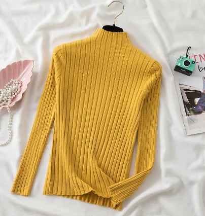 Chic High Neck Striped Sweater for Fall/Winter