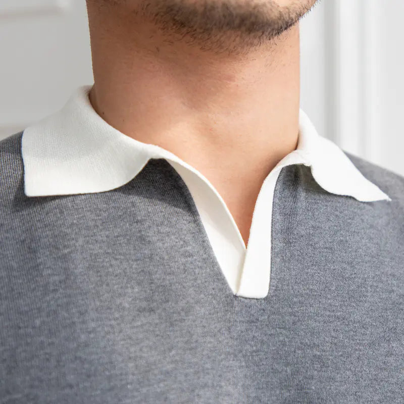 Men's Summer Red Polo Neck Slim Fit Short Sleeve Shirt