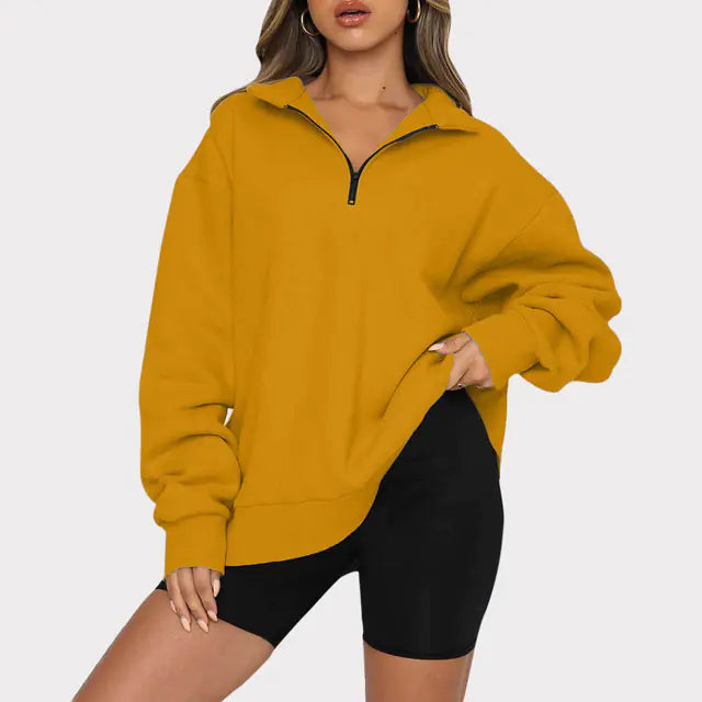 Plus Size Oversized Half Zip Pullover Sweatshirt
