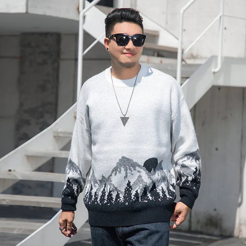 Plus Size Men's Crew Neck Sweater for Autumn/Winter