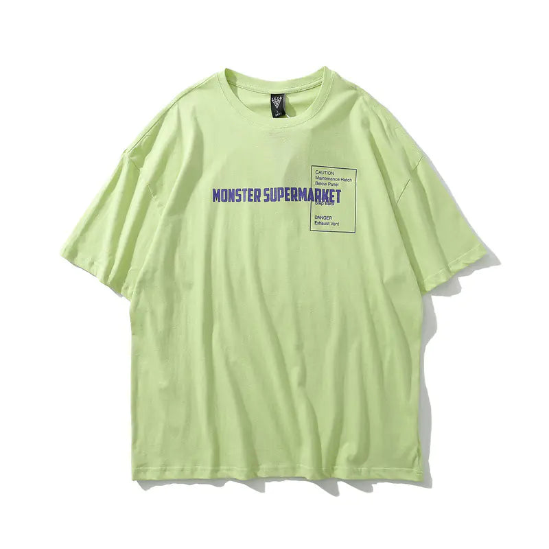 Men's Loose Fit Cotton T-Shirt with Godzilla Print