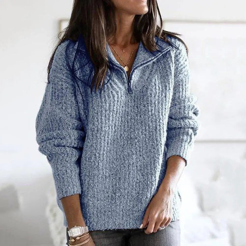 Women’s Plus Size Black Half-Zip Long Sleeve Sweater