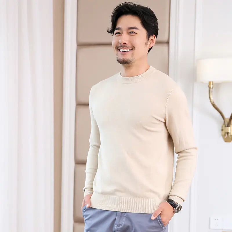 Men's Korean Style Round Neck Knit Sweater (Autumn/Winter)