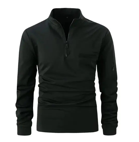 Men’s Casual Cotton Long Sleeve Polo Shirt