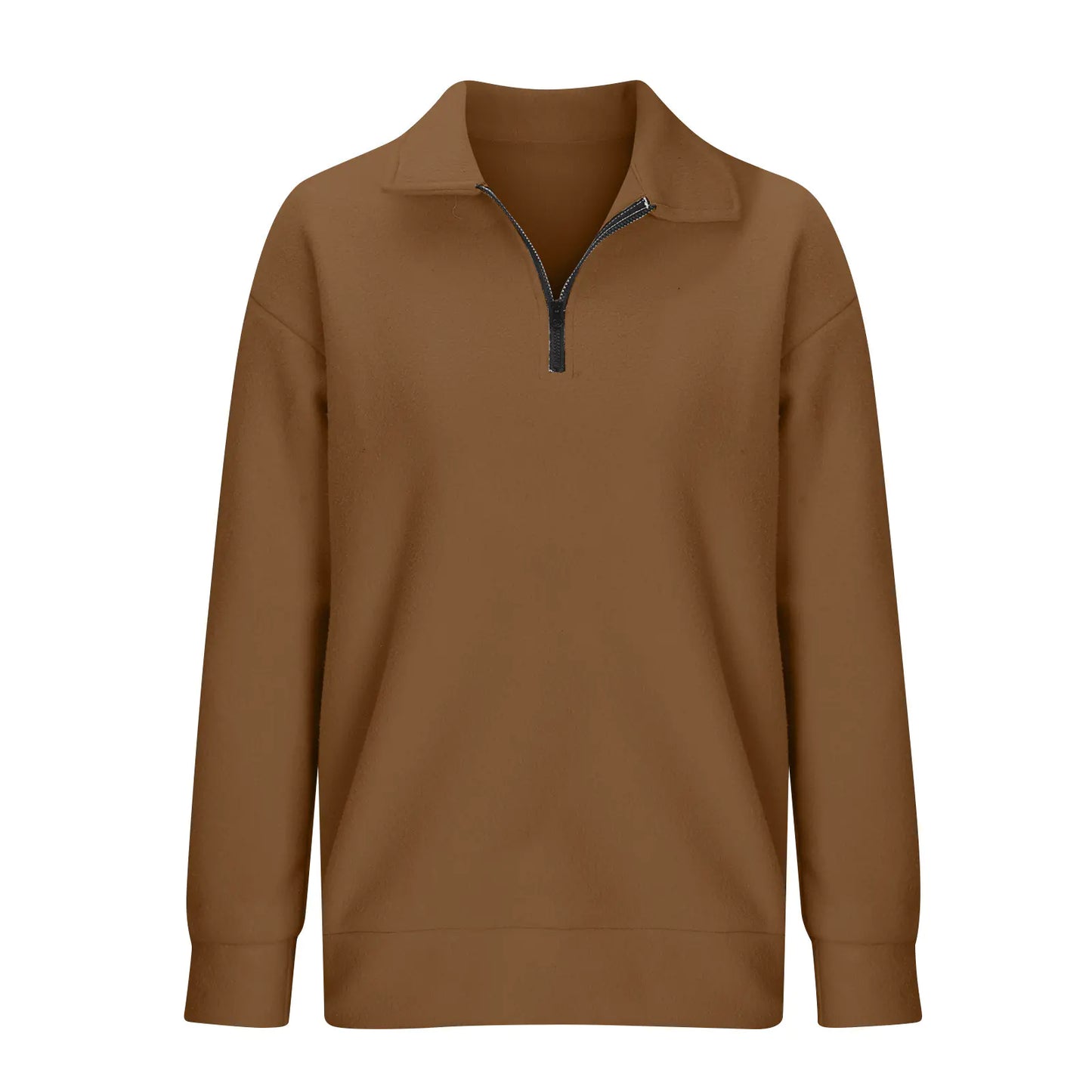 Plus Size Oversized Half Zip Pullover Sweatshirt