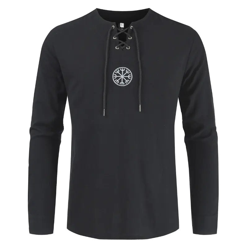 Embroidered Long-Sleeved Cotton Linen Tether Shirt