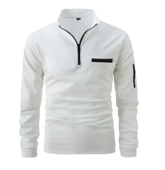 Men’s Casual Cotton Long Sleeve Polo Shirt