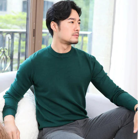 Men's Korean Style Round Neck Knit Sweater (Autumn/Winter)