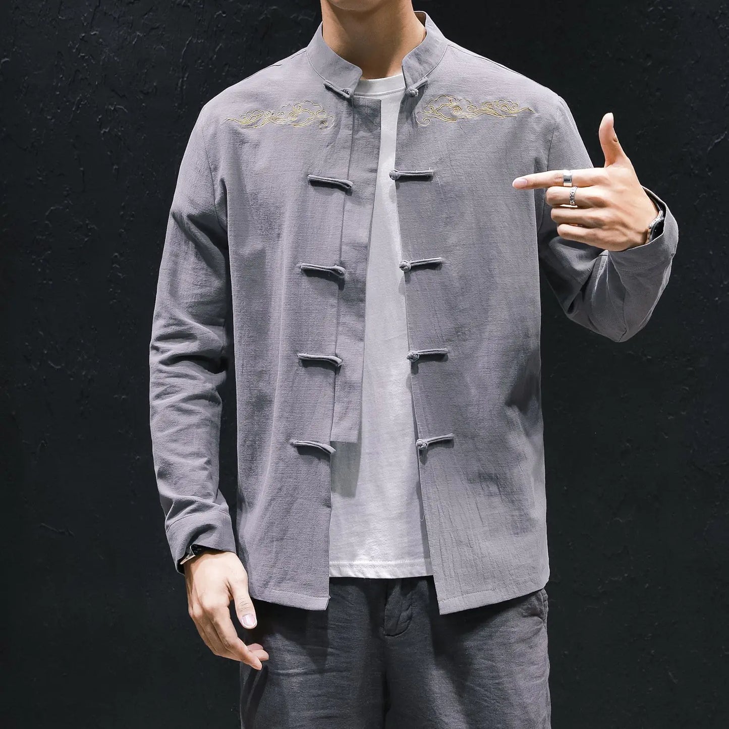Oversized Embroidered Linen Shirt