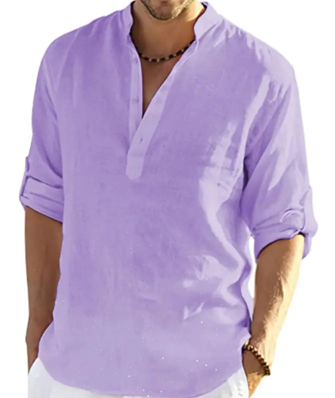 2023 Men's Casual Long Sleeve Cotton Linen Shirt
