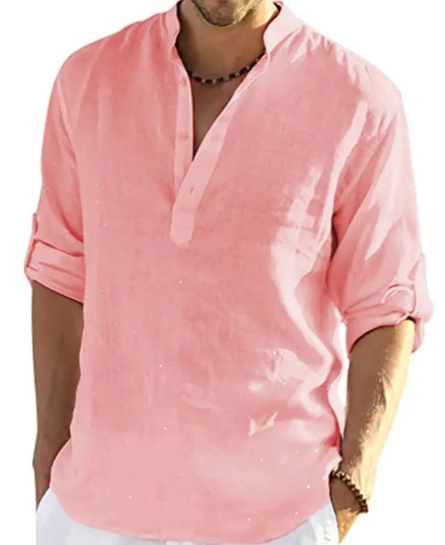 2023 Men's Casual Long Sleeve Cotton Linen Shirt