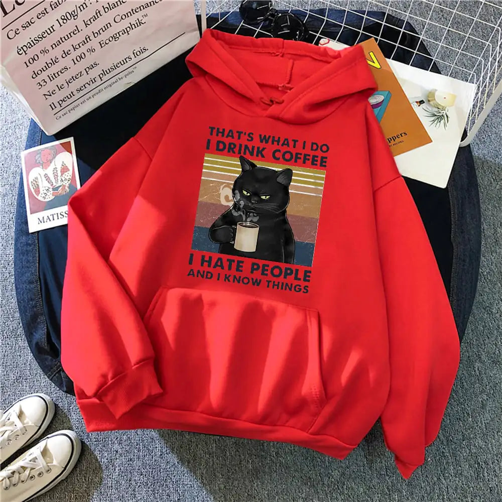 Creative Printed Cat Hoodie for Women