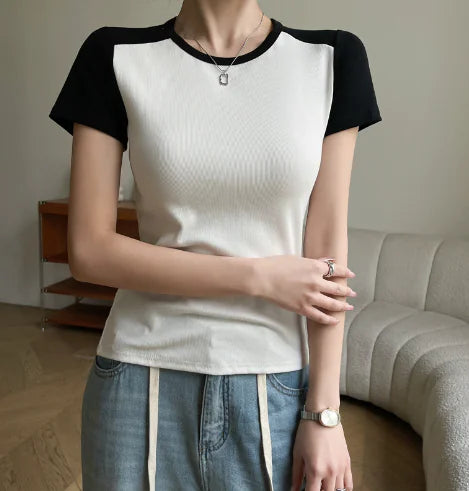 Slim Fit Women's Contrast Color Top