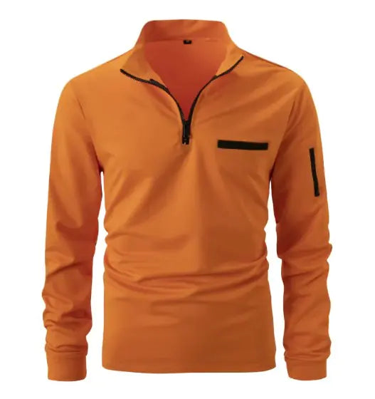 Men’s Casual Cotton Long Sleeve Polo Shirt