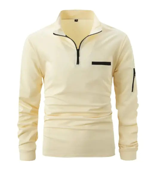 Men’s Casual Cotton Long Sleeve Polo Shirt