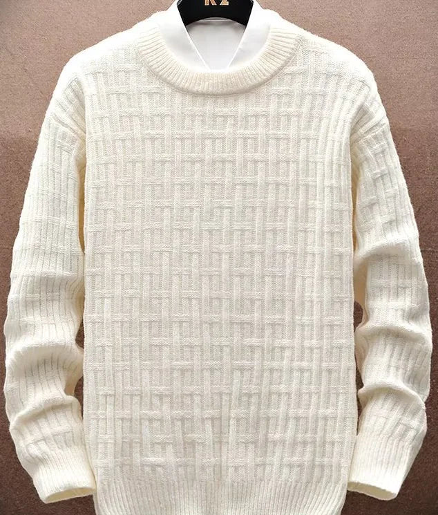 Men's Loose Knit Crew Neck Sweater for Winter