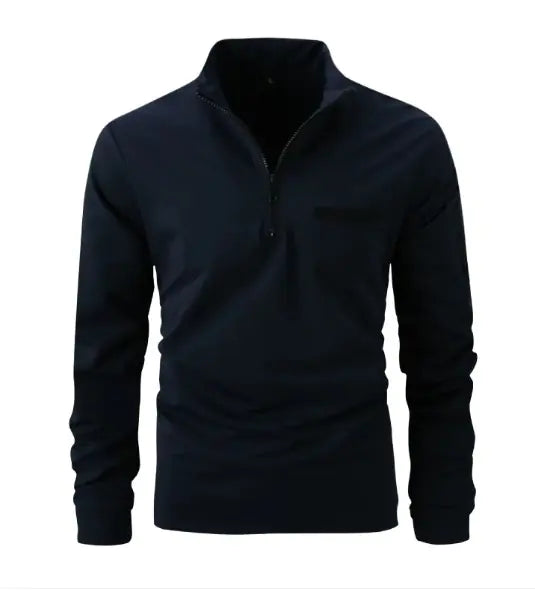Men’s Casual Cotton Long Sleeve Polo Shirt