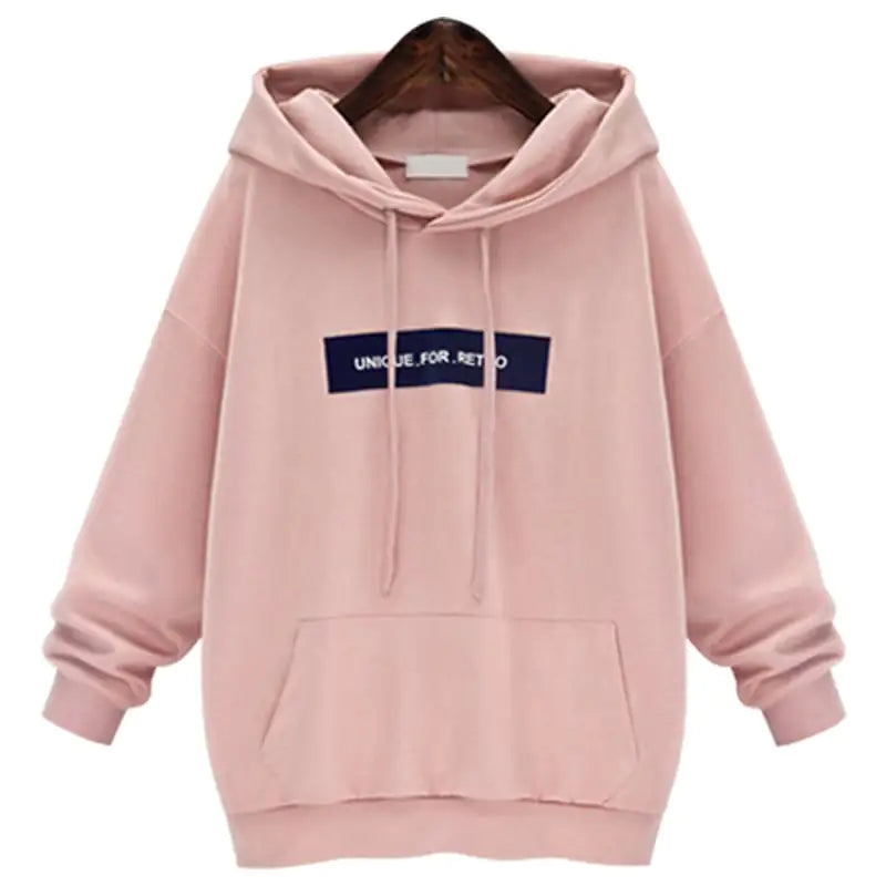 Loose Fit Plus Fleece Hooded Sweater for Students