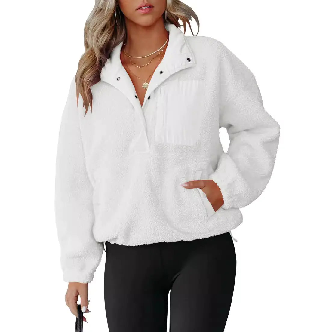 Color Block Half-Zip Pullover Sweatshirt for Women