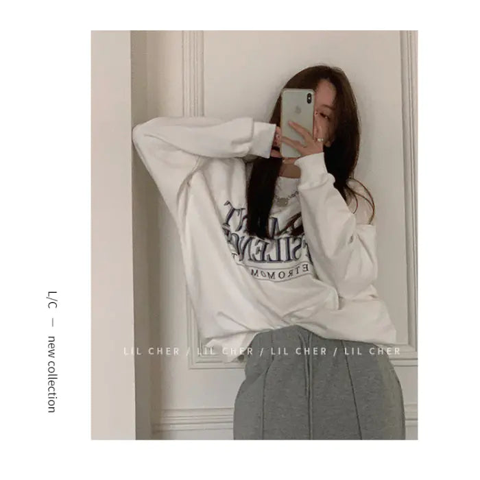 Women's Casual Round Neck Loose Sweater for Spring/Fall
