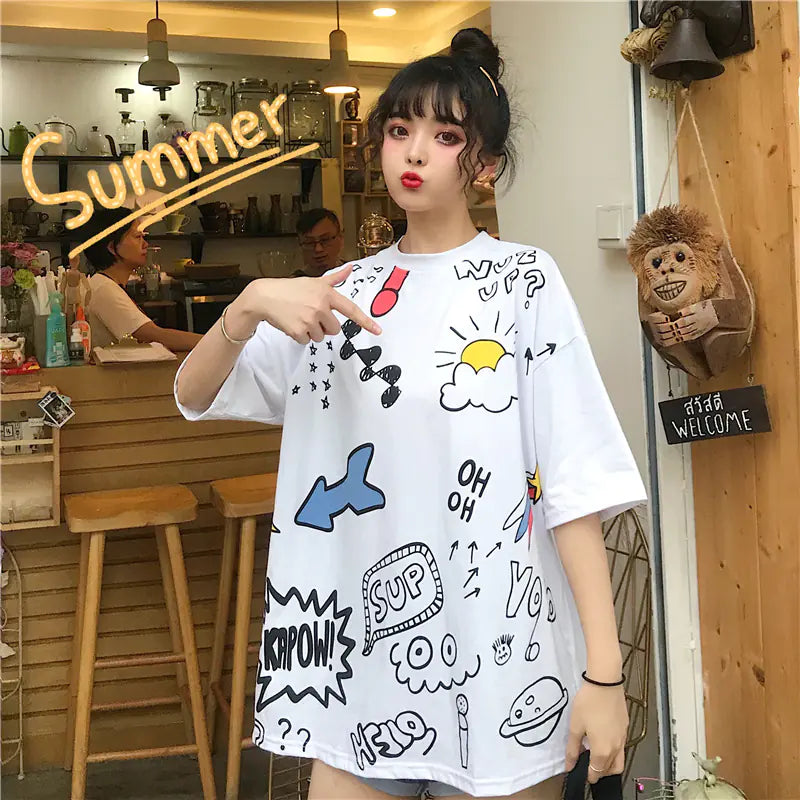 Couple T-Shirts, Women's Short Sleeve Tops for Students