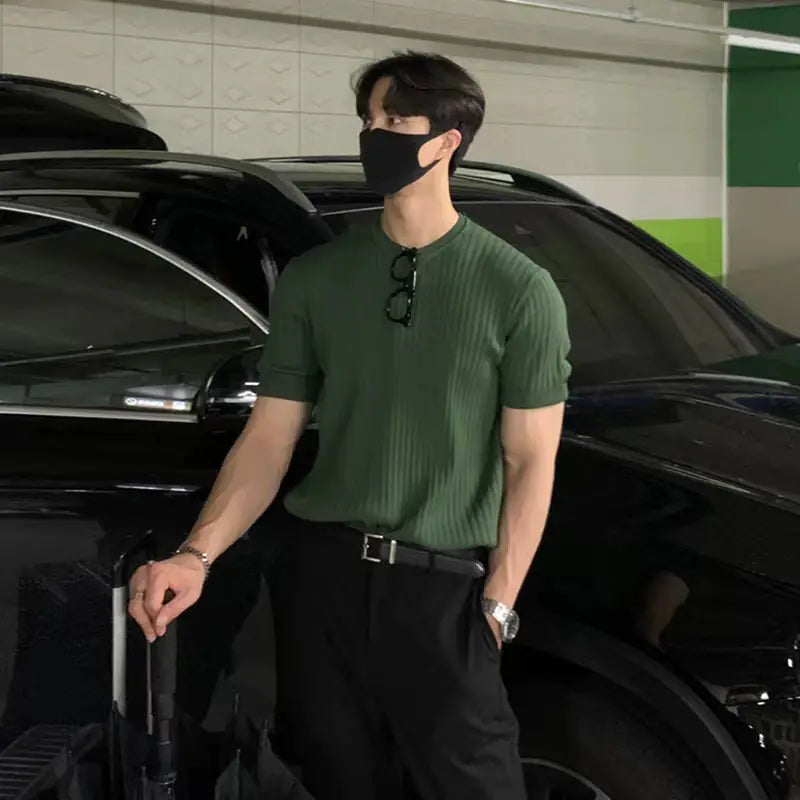Korean Style Loose Short-Sleeved Men's T-Shirt