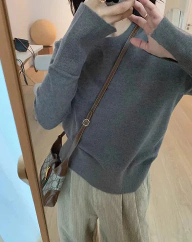 Seamless Round Neck 100% Pure Cashmere Sweater for Women