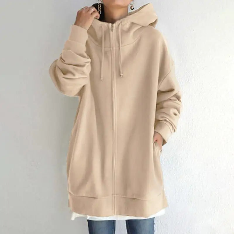 Zipper Hooded Plus Size Fleece Sweatshirt