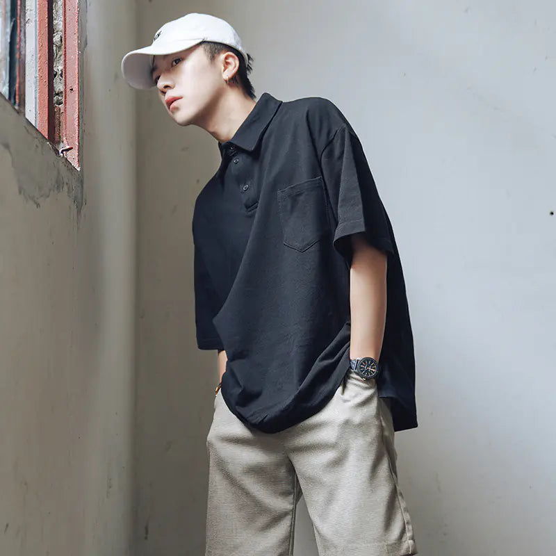 Trendy Loose Fit Polo T-Shirt in Street Style
