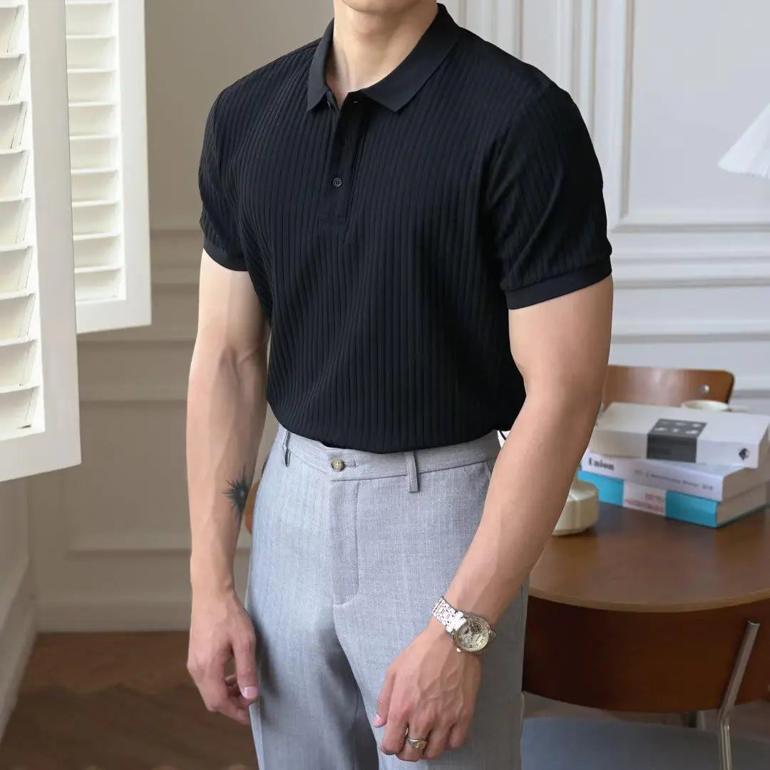 2023 Men's Slim Fit Short Sleeve Polo Shirt - White