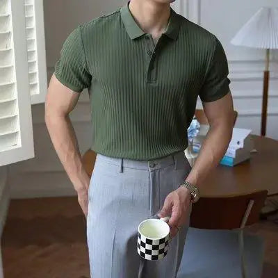 2023 Men's Slim Fit Short Sleeve Polo Shirt - White