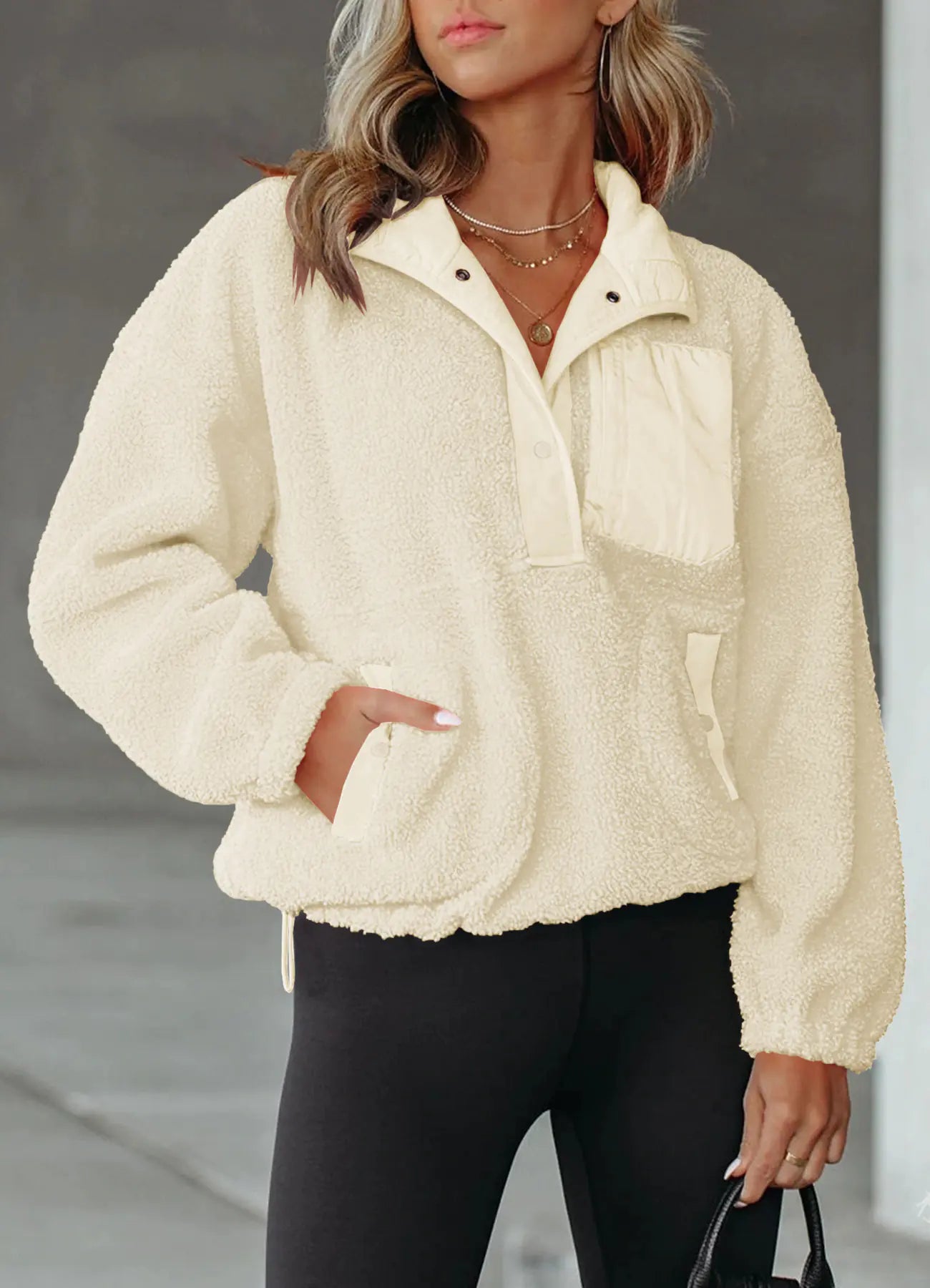 Color Block Half-Zip Pullover Sweatshirt for Women