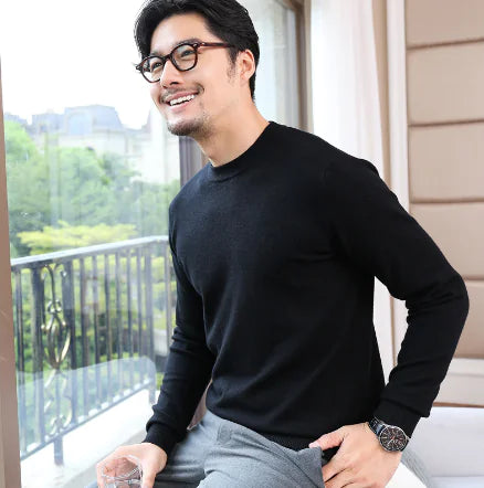 Men's Korean Style Round Neck Knit Sweater (Autumn/Winter)