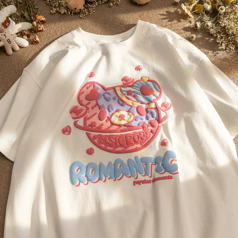 Cute Oversized Women's Letter Print Simple T-Shirt