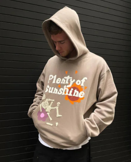 Retro High Street Hip Hop Cartoon Foam Print Hoodie