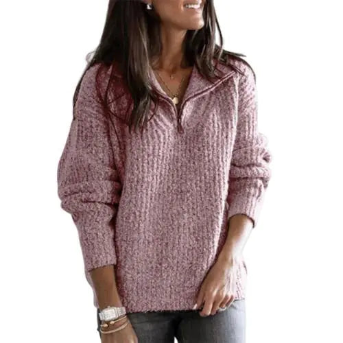 Women’s Plus Size Black Half-Zip Long Sleeve Sweater