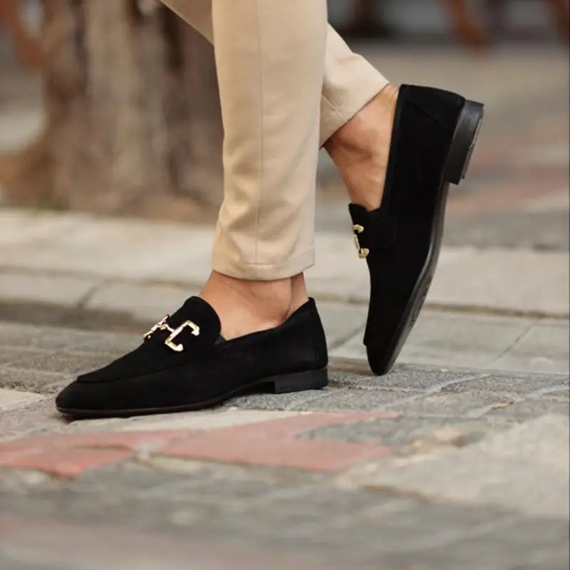 Men's Beige Suede Casual Loafers - Breathable Slip-On