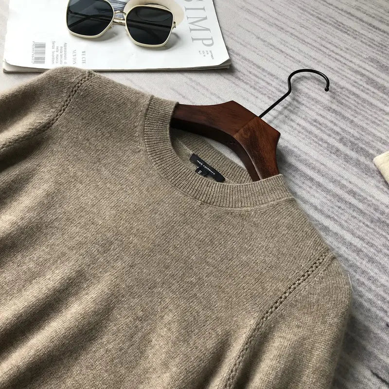 Seamless Round Neck 100% Pure Cashmere Sweater for Women