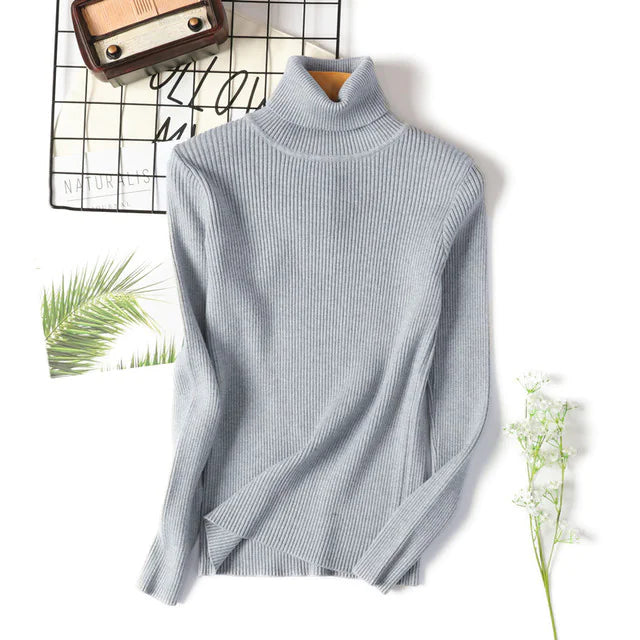 Turtleneck Sweater for Women - Slim Fit Knit Top