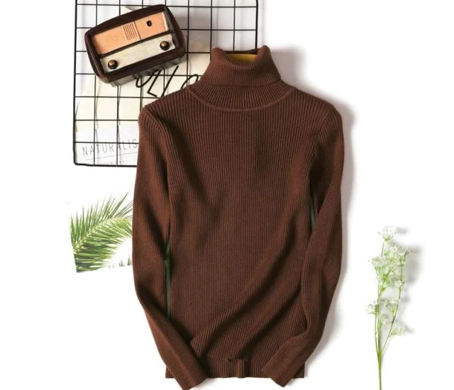 Turtleneck Sweater for Women - Slim Fit Knit Top