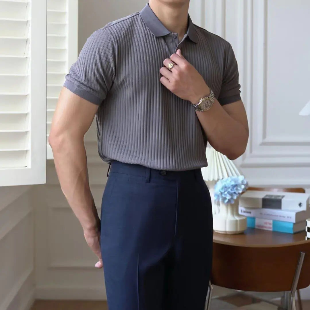 2023 Men's Slim Fit Short Sleeve Polo Shirt - White