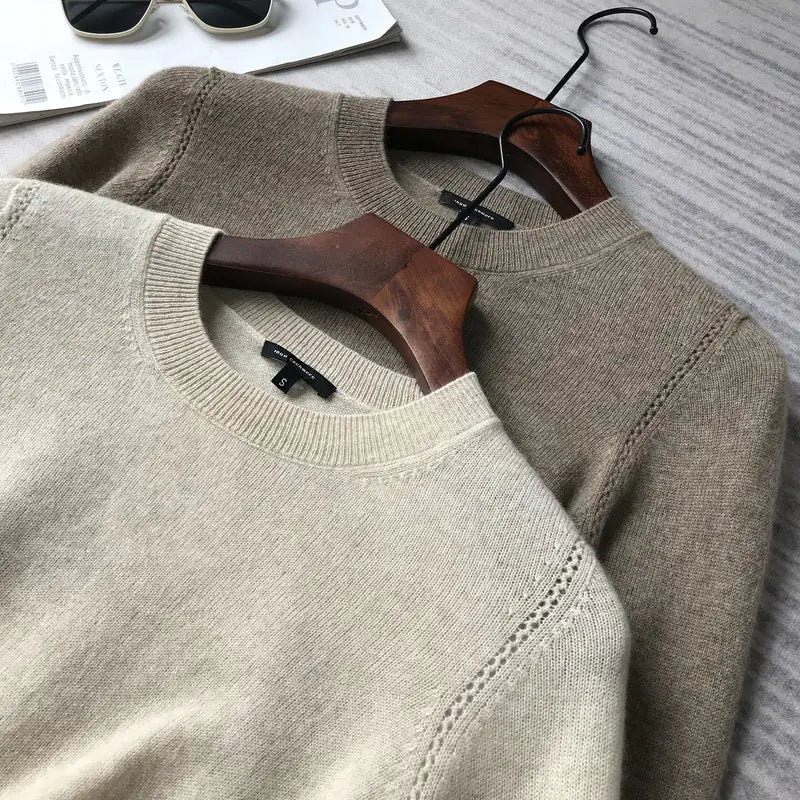 Seamless Round Neck 100% Pure Cashmere Sweater for Women
