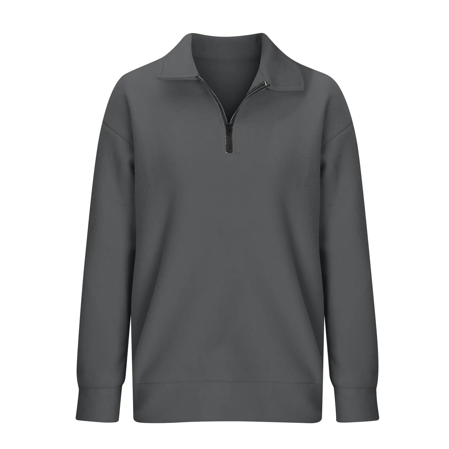 Plus Size Oversized Half Zip Pullover Sweatshirt