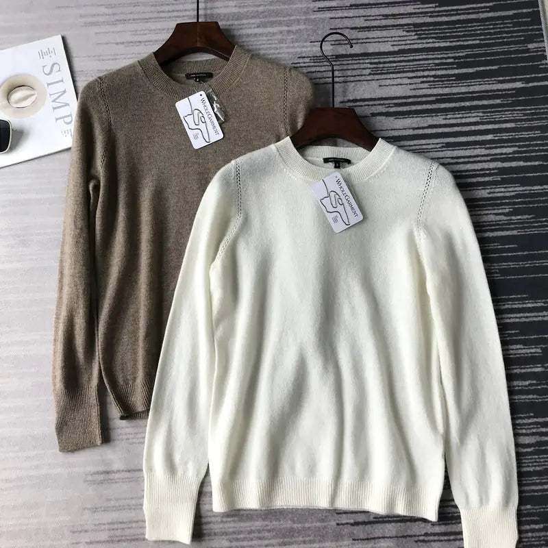 Seamless Round Neck 100% Pure Cashmere Sweater for Women